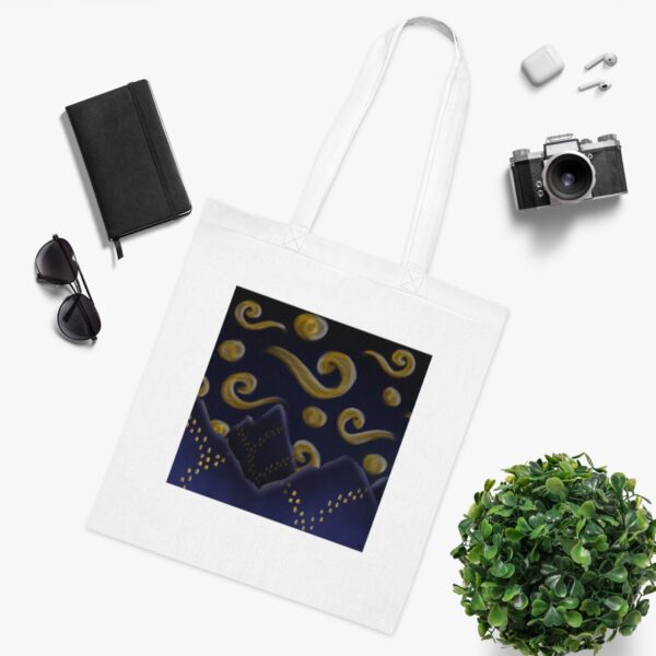 Starry Night Mountain Tote Bag - Celestial Art Design, Sustainable Cotton Shopper - Image 3