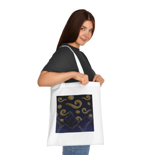 Starry Night Mountain Tote Bag - Celestial Art Design, Sustainable Cotton Shopper - Image 4