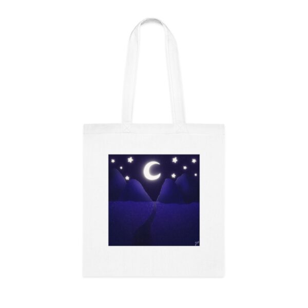 Midnight Mountains & Crescent Moon Tote Bag - Serene Night Sky Art, Eco-Friendly Cotton Shopper