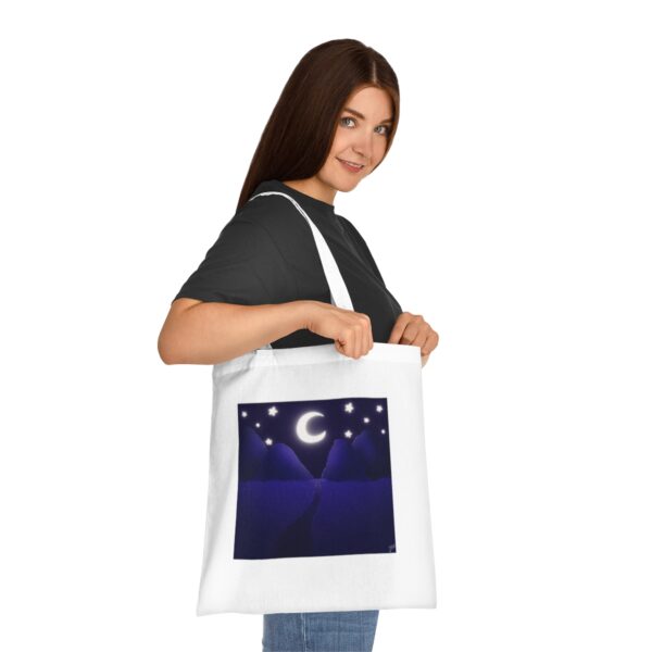 Midnight Mountains & Crescent Moon Tote Bag - Serene Night Sky Art, Eco-Friendly Cotton Shopper - Image 4