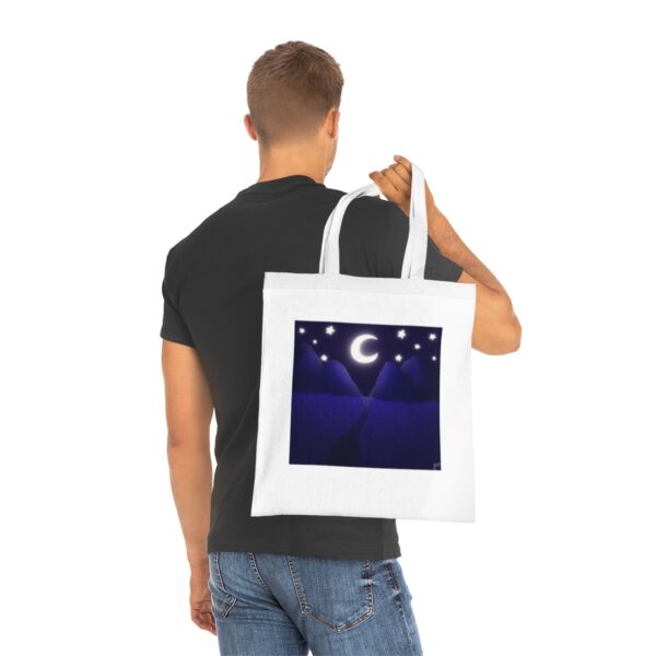 Midnight Mountains & Crescent Moon Tote Bag - Serene Night Sky Art, Eco-Friendly Cotton Shopper - Image 5