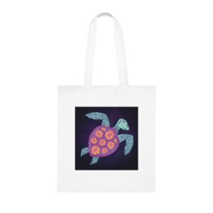 Oceanic Sea Turtle Tote Bag - Aquatic Life Illustration, Eco-Friendly Cotton Shopper