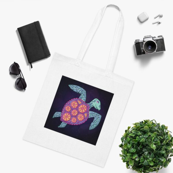 Oceanic Sea Turtle Tote Bag - Aquatic Life Illustration, Eco-Friendly Cotton Shopper - Image 3