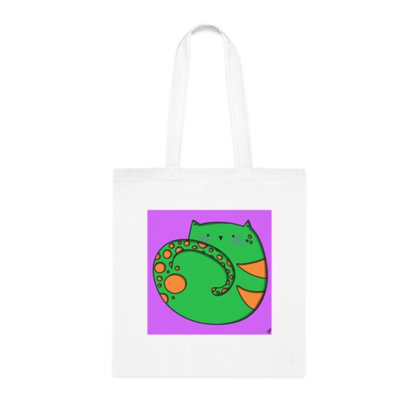 Playful Cat Curl Tote Bag - Colourful Kitty Art, Sustainable Cotton Shopper