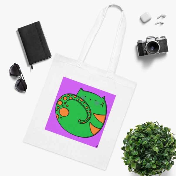 Playful Cat Curl Tote Bag - Colourful Kitty Art, Sustainable Cotton Shopper - Image 3