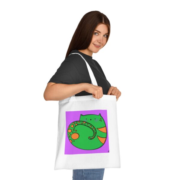 Playful Cat Curl Tote Bag - Colourful Kitty Art, Sustainable Cotton Shopper - Image 4