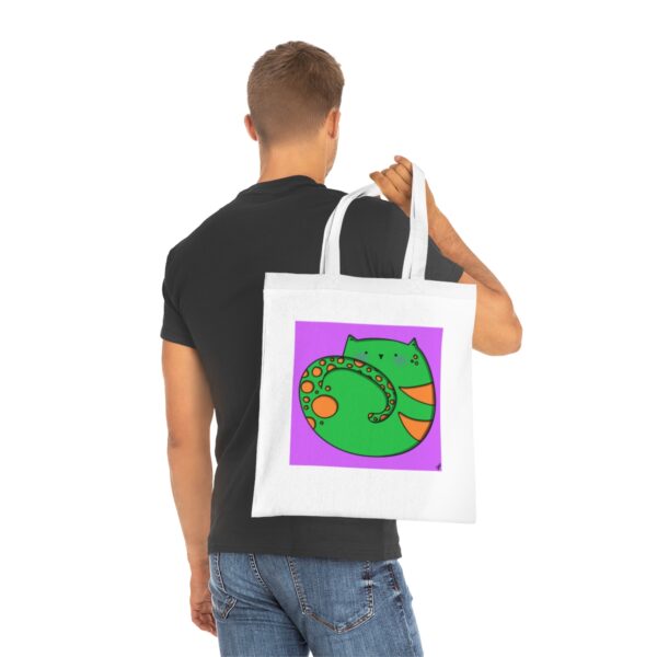 Playful Cat Curl Tote Bag - Colourful Kitty Art, Sustainable Cotton Shopper - Image 5