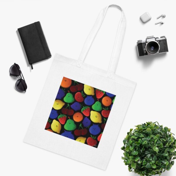 Vibrant Fruit Medley Tote Bag - Playful Orchard Design, Eco-Friendly Cotton Carrier - Image 3