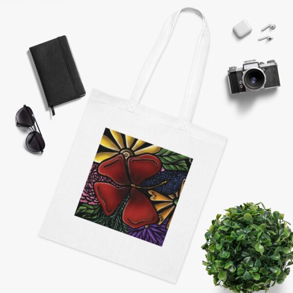 Radiant Red Flower Illustration Tote Bag - Eco-Friendly Cotton Canvas - Image 3