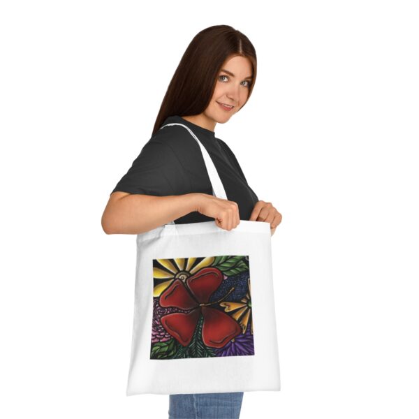 Radiant Red Flower Illustration Tote Bag - Eco-Friendly Cotton Canvas - Image 4