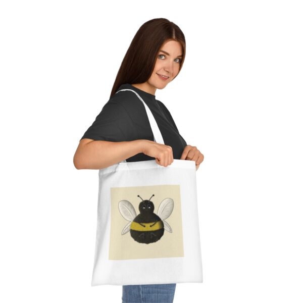 Plush Bumblebee Illustration Tote Bag - Soft Cotton Canvas Art Carrier - Image 4