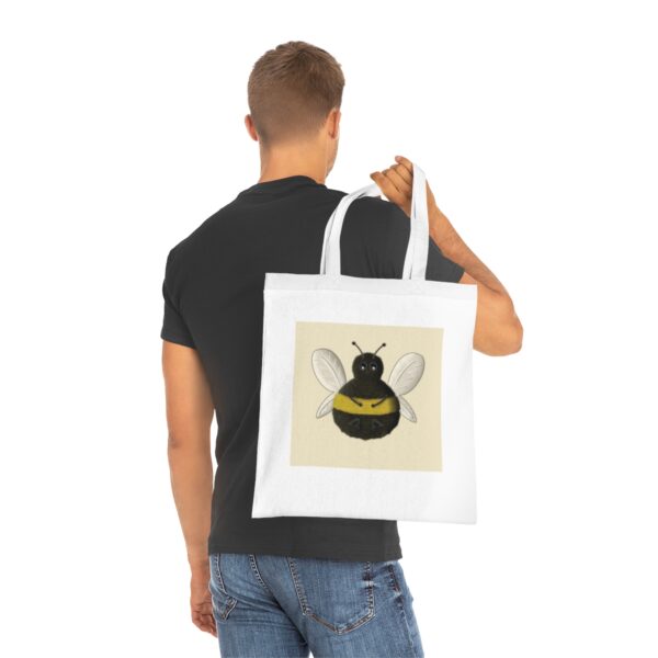 Plush Bumblebee Illustration Tote Bag - Soft Cotton Canvas Art Carrier - Image 5