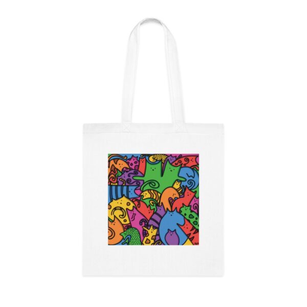 Whimsical Cat Medley Tote Bag - Colorful Cotton Canvas Carryall