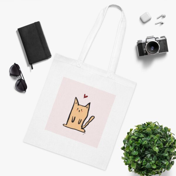 Adorable Minimalist Cat Tote Bag - Charming Lightweight Cotton Shopper - Image 3