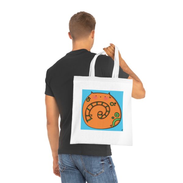 Cheerful Cat Tote Bag - Whimsical Feline Illustration, Eco-Friendly Cotton Shopper - Image 5