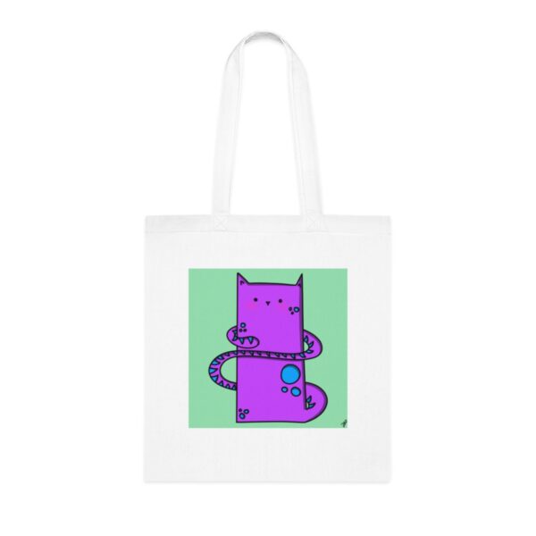 Playful Purple Cat Tote Bag - Quirky Feline Illustration, Sustainable Cotton Shopper