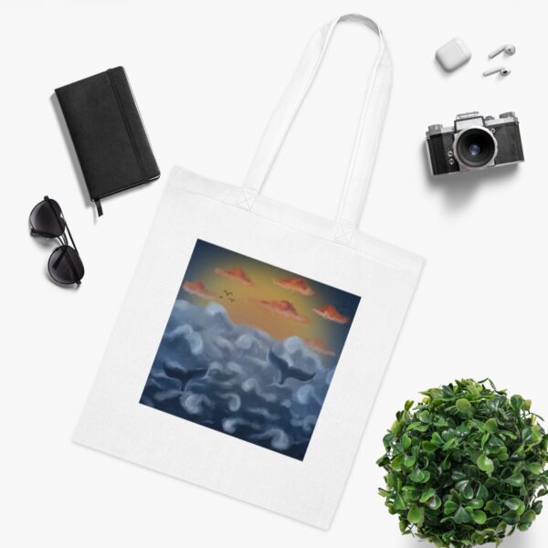 Serene Skyline Cloudscape Tote Bag - Tranquil Sunset Cotton Shopper - Image 3