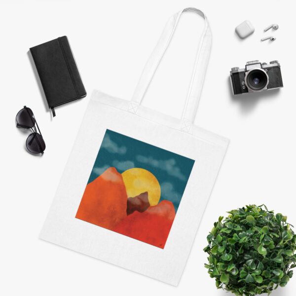 Sunset Mountainscape Tote Bag - Vibrant Nature Scene, Eco-Friendly Cotton Shoppe - Image 3