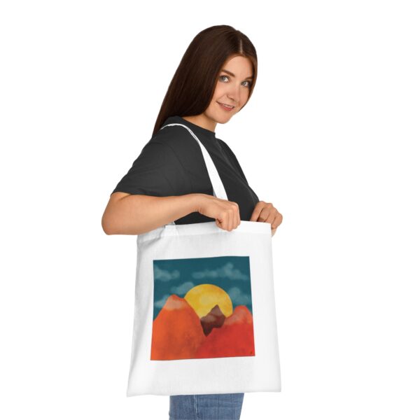 Sunset Mountainscape Tote Bag - Vibrant Nature Scene, Eco-Friendly Cotton Shoppe - Image 4