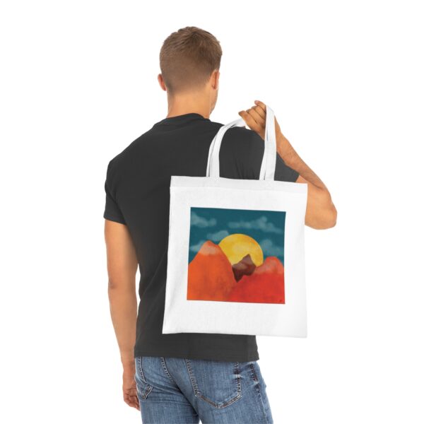 Sunset Mountainscape Tote Bag - Vibrant Nature Scene, Eco-Friendly Cotton Shoppe - Image 5