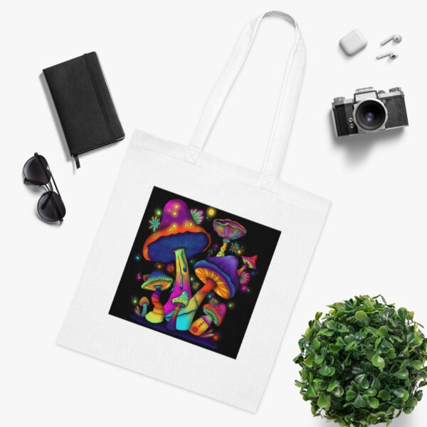 Magic Mushroom Tote Bag - Enchanted Fungi Art, Eco-Friendly Cotton Shopper - Image 3