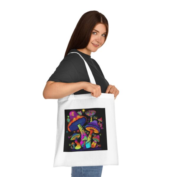 Magic Mushroom Tote Bag - Enchanted Fungi Art, Eco-Friendly Cotton Shopper - Image 4