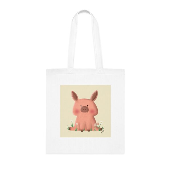 Charming Piglet Tote Bag - Adorable Farmyard Illustration, Sustainable Cotton Shopper