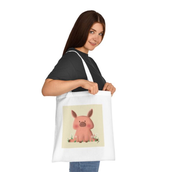 Charming Piglet Tote Bag - Adorable Farmyard Illustration, Sustainable Cotton Shopper - Image 4