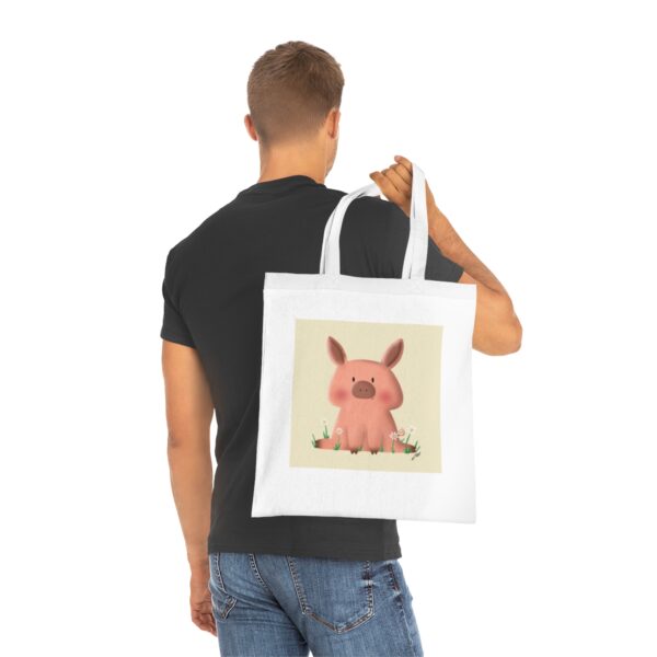 Charming Piglet Tote Bag - Adorable Farmyard Illustration, Sustainable Cotton Shopper - Image 5