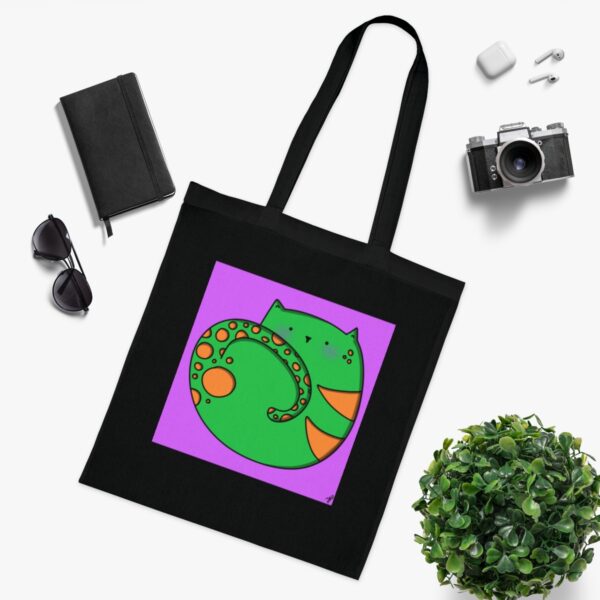 Playful Cat Curl Tote Bag - Colourful Kitty Art, Sustainable Cotton Shopper - Image 8