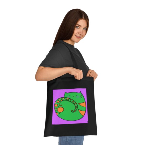 Playful Cat Curl Tote Bag - Colourful Kitty Art, Sustainable Cotton Shopper - Image 9