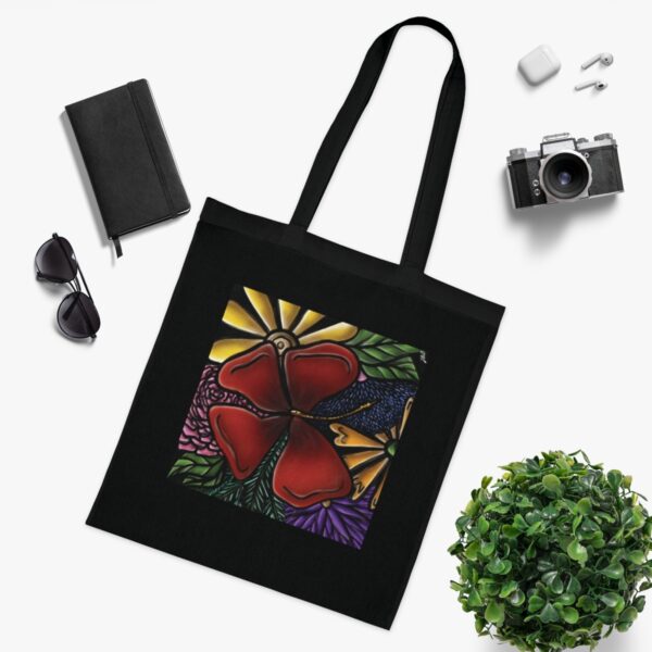 Radiant Red Flower Illustration Tote Bag - Eco-Friendly Cotton Canvas - Image 8