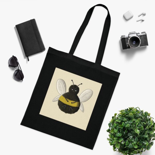 Plush Bumblebee Illustration Tote Bag - Soft Cotton Canvas Art Carrier - Image 8