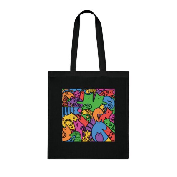 Whimsical Cat Medley Tote Bag - Colorful Cotton Canvas Carryall - Image 6