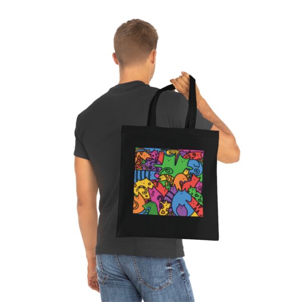 Whimsical Cat Medley Tote Bag - Colorful Cotton Canvas Carryall - Image 10