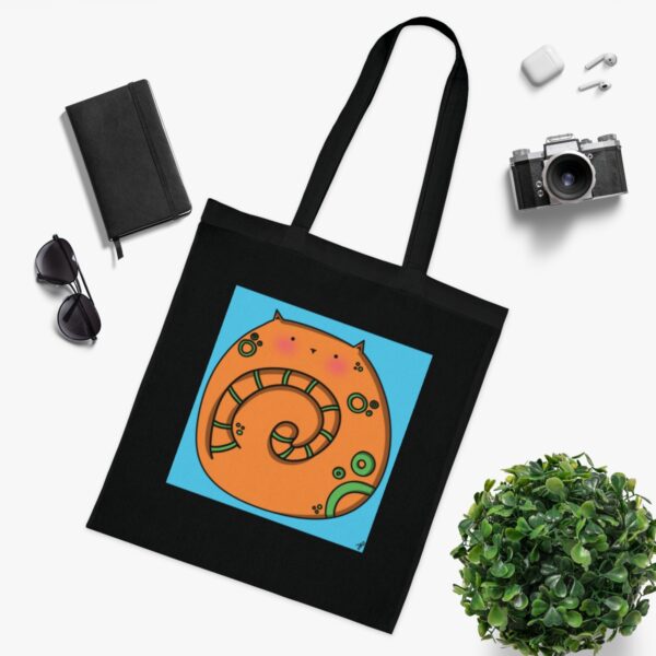 Cheerful Cat Tote Bag - Whimsical Feline Illustration, Eco-Friendly Cotton Shopper - Image 8