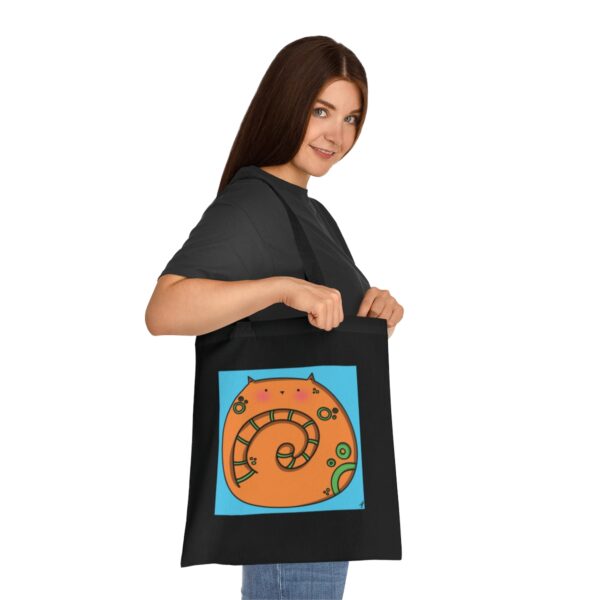 Cheerful Cat Tote Bag - Whimsical Feline Illustration, Eco-Friendly Cotton Shopper - Image 9