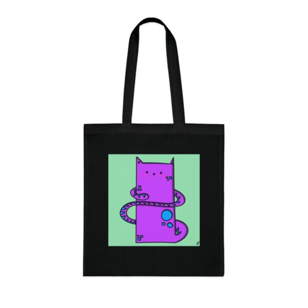 Playful Purple Cat Tote Bag - Quirky Feline Illustration, Sustainable Cotton Shopper - Image 6