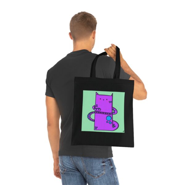 Playful Purple Cat Tote Bag - Quirky Feline Illustration, Sustainable Cotton Shopper - Image 10