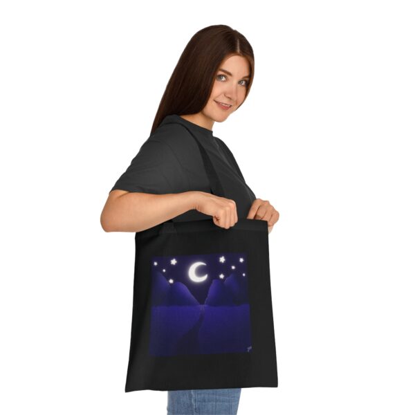 Midnight Mountains & Crescent Moon Tote Bag - Serene Night Sky Art, Eco-Friendly Cotton Shopper - Image 9