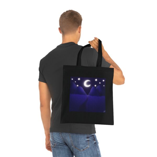 Midnight Mountains & Crescent Moon Tote Bag - Serene Night Sky Art, Eco-Friendly Cotton Shopper - Image 10